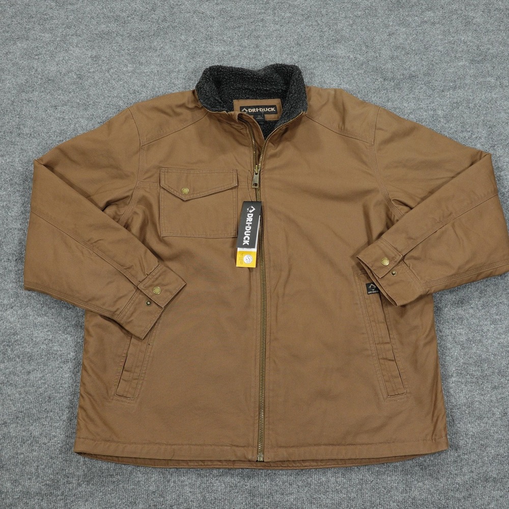 Dri-Duck Jacket Mens XL Brown Canvas Sherpa Lined Work Coat Cheyenne